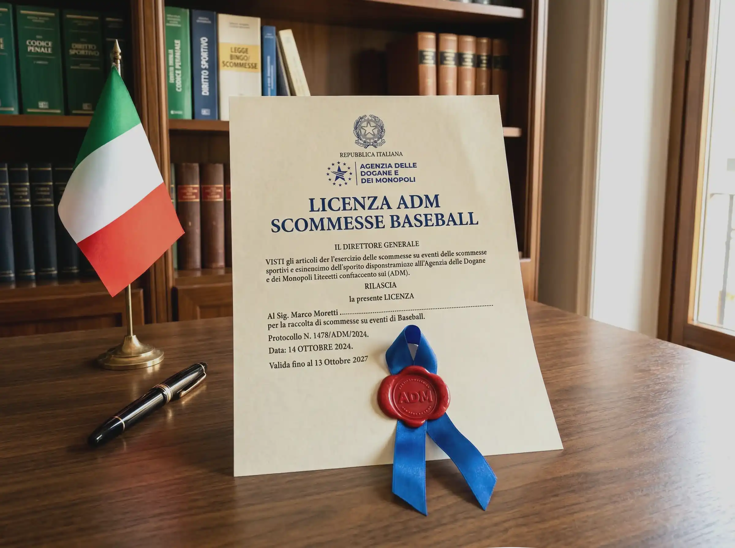 Documento ufficiale con timbro ADM per licenze scommesse sportive in Italia