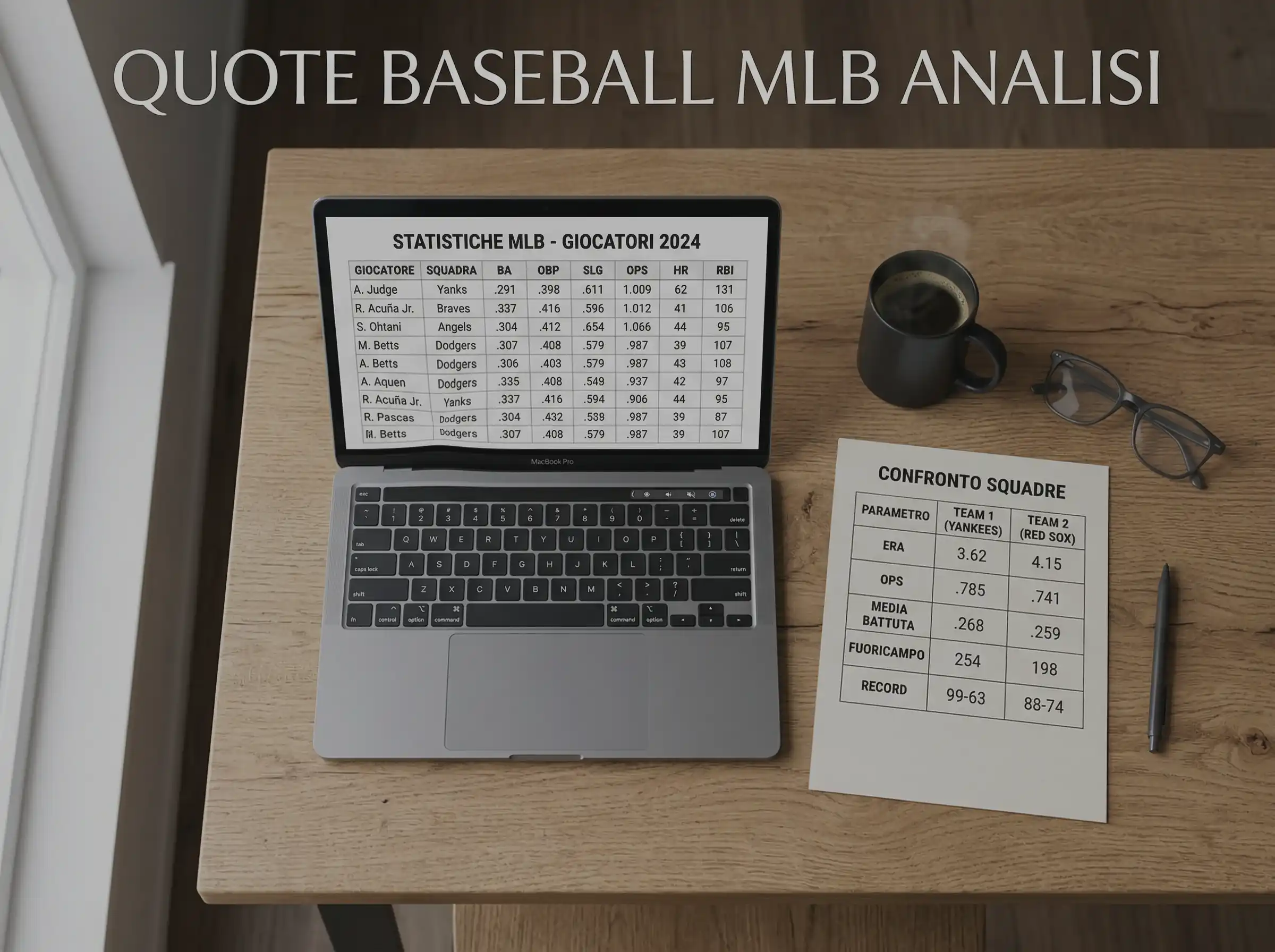 Analisi delle quote MLB con tabella comparativa moneyline e runline su schermo laptop